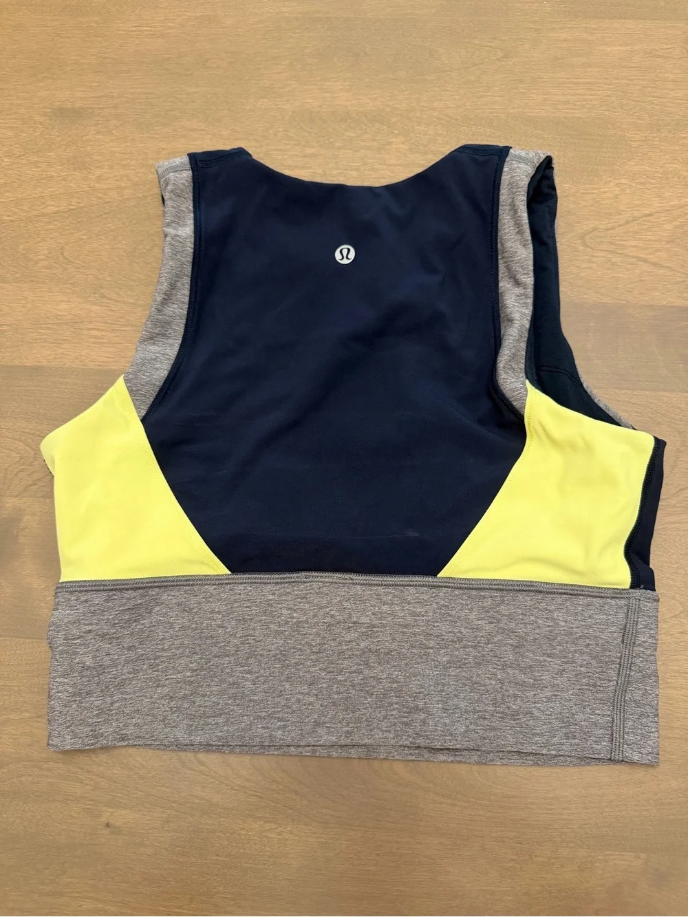 Lululemon Colorblock Crop Tank Sports Bra Top Navy Gray Yellow